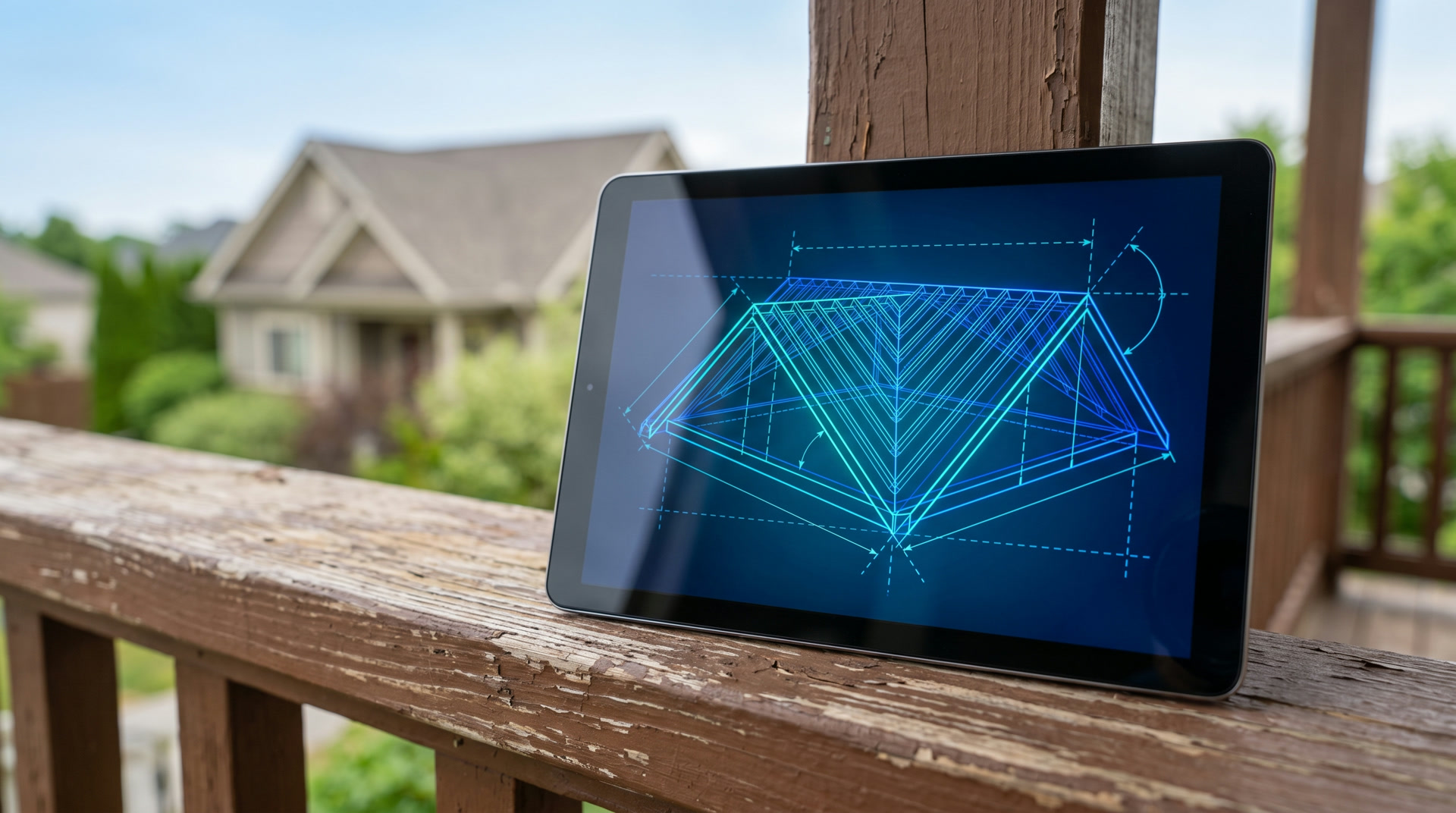 A tablet displaying a property page mockup
